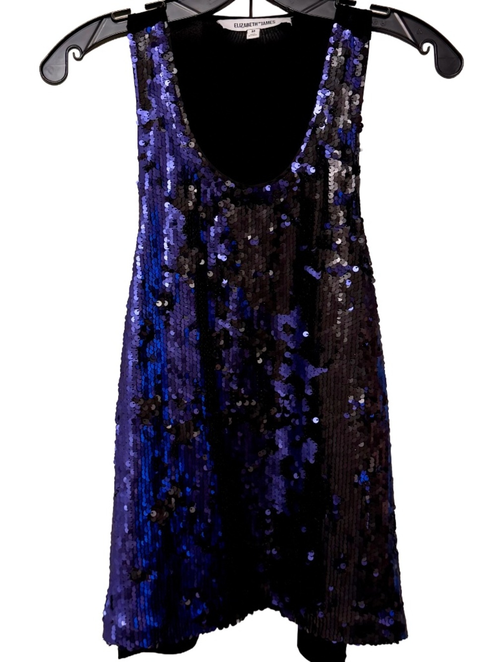 Elizabeth and James Marla Sequin Top Camo Blue & Black Tank size M - Picture 3 of 10
